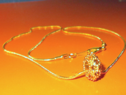 Pandora Swarovski kr. Gyöngy Ezüst - 18k Arany tömör erős Nyaklánc 