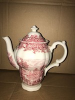Nagyon szép piros mintás angol porcelán kiöntő teás kávés kanna