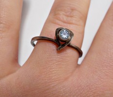 Régi art deco ezüst gyűrű akvamain kővel PV