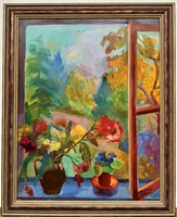 Molnár Róza (1900 - 1977) Csendélet c. Képcsarnokos festménye 90x70cm EREDETI GARANCIÁVAL !!