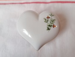 Hollóházi szív alakú Erika mintás bonbonier 7cm