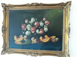 MURIN VILMOS: sàrgadinnyés - virágos csendélet  96 x 76 cm
