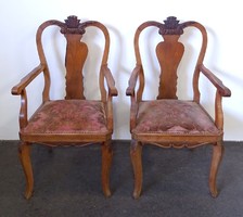 0X219 Antik nagyméretű neobarokk karfás szék pár
