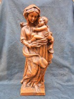 Hatalmas, mesterien megmunkált, antik viasz szobor, Mária kis Jézussal Hibátlan, gyűjtői darab.
