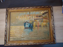 Ludvig Hans  KIKÖTŐI DOKK   48 x 38 cm  festmény 