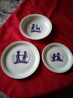 3 db-os Zsolnay porcelán mese tányér készlet együtt