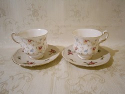 E_024 2 db nagyon szép Paragon angol porcelán teás csésze tányérral (Bavaria) virág mintával