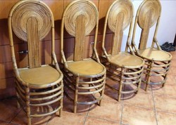 Ritkaság! Gyönyörűen készített, kb 60 éves, különleges bambusz székek (4db). Nagyon jó állapotban! 