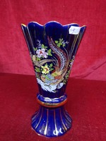 Cobalt blue, 25 cm high Japanese vase decorated with a golden pheasant with a gold border. He has!