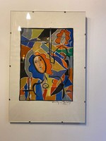 Woman nude, illegible signature, 1970s, tempera on paper