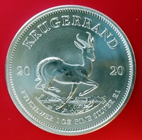 2020 Dél-Afrika Krugerrand egy uncia (31,1 g) ezüstérme, 1 rand, BU, Ag 999 színezüst