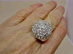 Csodálatos hatalmas ezüst kézműves gyűrű kristályokkal