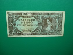 100000 pengő 1945 Ritkább világosbarna hátoldal!