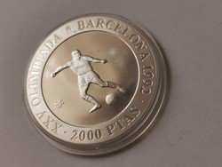 1990 spanyol ezüst 2000 peseta 27 gramm 0,925