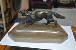 Bronz kutya figura márvány talpon