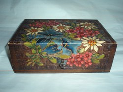 Antique hand painted small wooden box