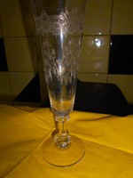 Antik savmaratott csipke finomságú díszítéssel talpas pohár 16,8 cm  magasság
