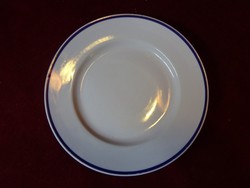 Zsolnay cake plate with shield seal, antique, with blue border, diameter 18 cm. He has!
