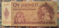 5 Pengő 1939. bankjegy