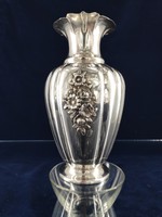 Gyönyörű ezüst váza növényi ornamentikával 1950-es évek