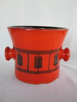 Juried applied art retro ceramic mortar-shaped pot