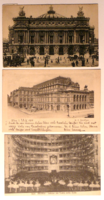 3 db üdvözlőlap, 1900-1910-es évek: Párizs, Bécs, Milánó operaházai, postatiszta is