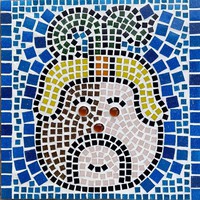 Maja kukorica isten - üveg mozaik falikép - Drozdik Ili grafikus 
