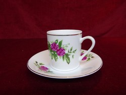 Oriental porcelain rose pattern coffee cup + placemat, placemat diameter 11.5 cm. He has!