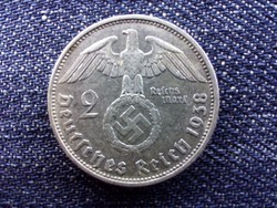 Németország Horogkeresztes .625 ezüst 2 birodalmi márka 1938 A / id 13722/