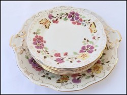 Zsolnay porcelán pillangós süteményes készlet