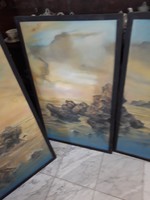Régi  olaj  festmények   3  db    101  magas    3  részből   álló  festmény  Csiki  János
