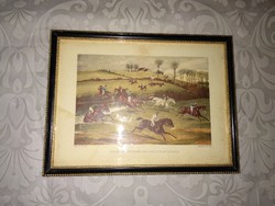 Kis lovas kép, régi nyomat, Aylesbury völgyi akadályverseny, antique print, picture