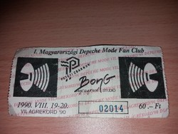 Magyarország Depeche Mod Fan Club Belépő Jegy  1990