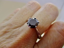 Csodás valódi 2.1ct fekete Moissanite gyémánt ezüstgyűrű 