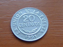 BOLÍVIA 20 CENTAVOS 1991 (MADRID) #