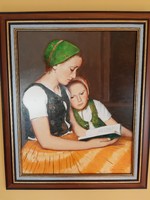 Anya gyermekével 62x51 cm szignós feytmény