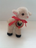 Old, marked mohair lamb in good condition with nose embroidered with glass eyes