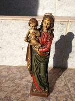 Mária szobor faragott festett fa 20 cm.Egyházi  jellegű szobor!