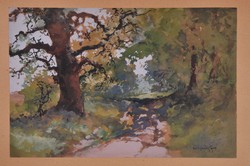 Neogrády Antal (1861-1942): Erdőbelső, akvarell