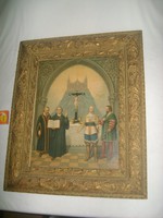 Antik szentkép olajnyomat korabeli keretében - Luther, Gustav Adolf....