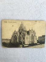 Régi Szeged Izraelita templom képeslap - Levelező - lap 1918
