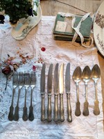 Antik ezüst evőeszközök, Diana fejes jelzéssel, mesterjellel, cizellált monogramnal