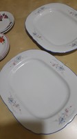 Mihály Láng, antique, porcelain pie plate, serving dish, cookies, centerpiece, with a beautiful pattern, 2 pcs.