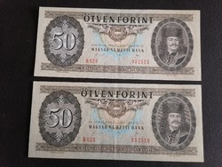 Extra szép sorszámkövető 2 db 50 Forint 1989 