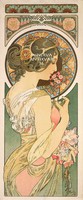 Kankalin (és toll) Mucha szecessziós plakát, nőalak virággal Vintage/antik plakát reprint