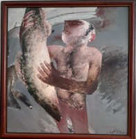 Lóránt János Demeter Munkácsy díjas festő és grafikusművész "Fogás" című festménye eladó