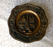 Bronz fali tányér Párizs nevezetességeivel