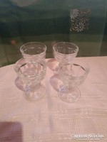 Régi szép  fagyis pohár 4 darab vastag üveg