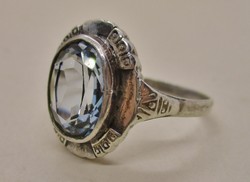 Gyönyörű régi kézműves akvamarin köves ezüstgyűrű