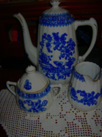  Kék Kínai Bavaria kancsó teáskanna cukortartó és tejszínes kiöntő 